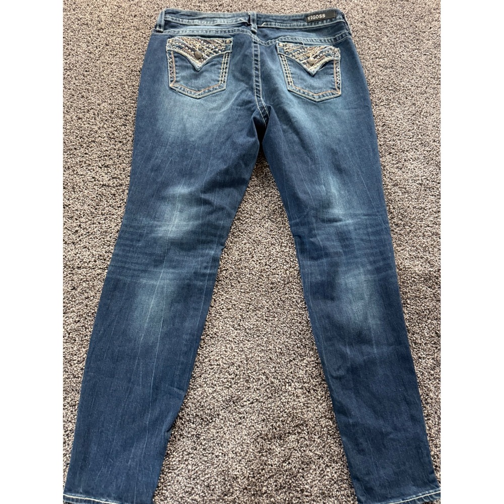 Vigoss Heritage Fit Skinny Jeans Medium Wash Studded Embellished Size 16 L30